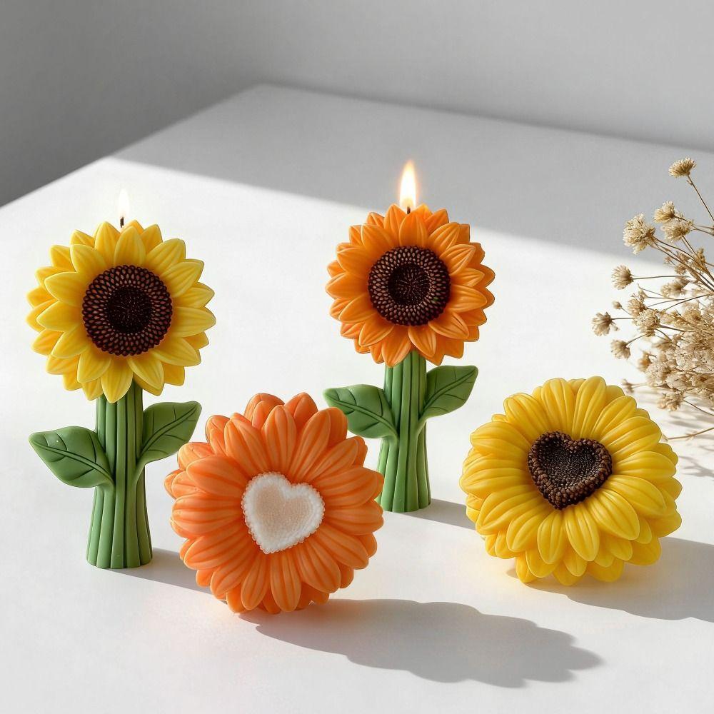 New Sunflower Aromatherapy Candle Mold Silicone Reusable Plaster Mold DIY 3D Resin Mold Home Decor
