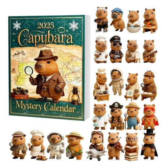 

Christmas Pendant Cartoon Capybara Shape Ornament 24 Days Christmas Countdown Calendar Festive Holiday Decor B