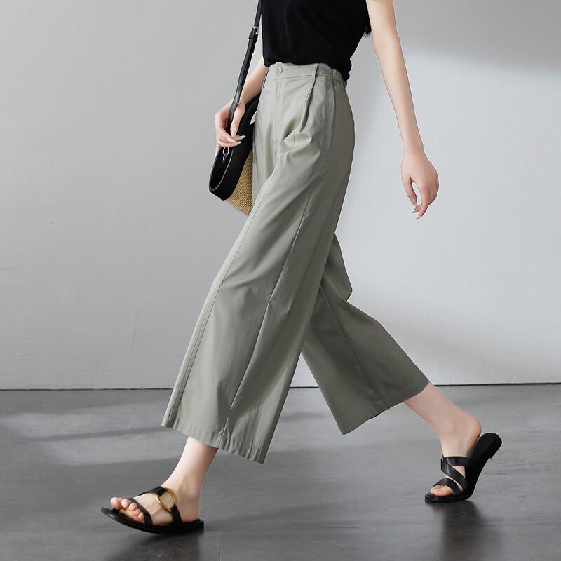 SOFSIL Women's Loose Wide-Leg Cropped Pants