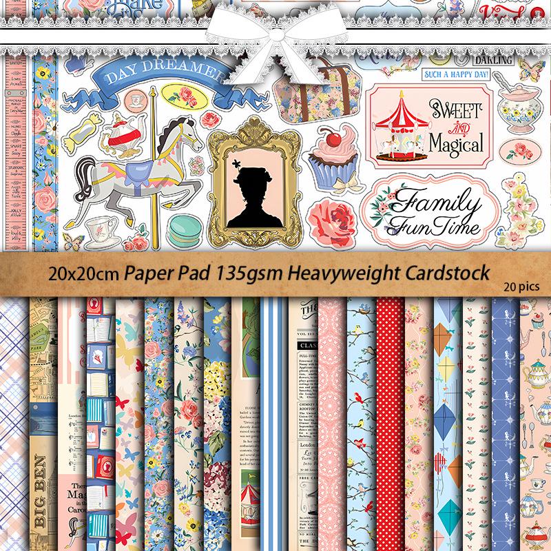 Wholesale Retro Garden Figures & Plants Pattern Material Paper Journal Stickers - 20 Sheets