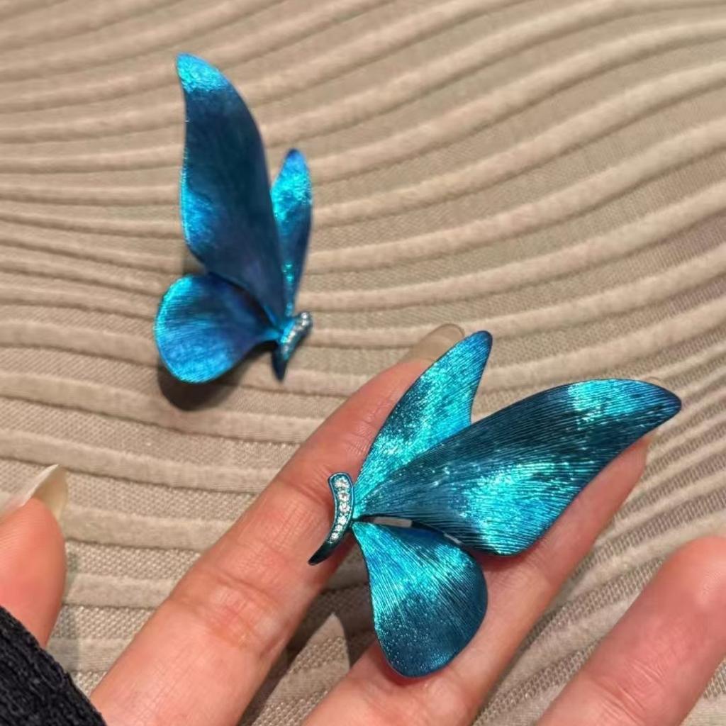 Blue Butterfly Earrings Elegant Wings Earrings Retro Party Earrings Women'S Gift Creative Butterfly Earrings Blue Wings