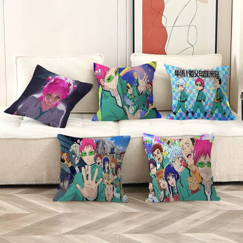Saiki K Japanese Anime 45*45cm Cushion Cover Pillow Cover Decor Pillowcase Home Pillowcase For Couch Pillow