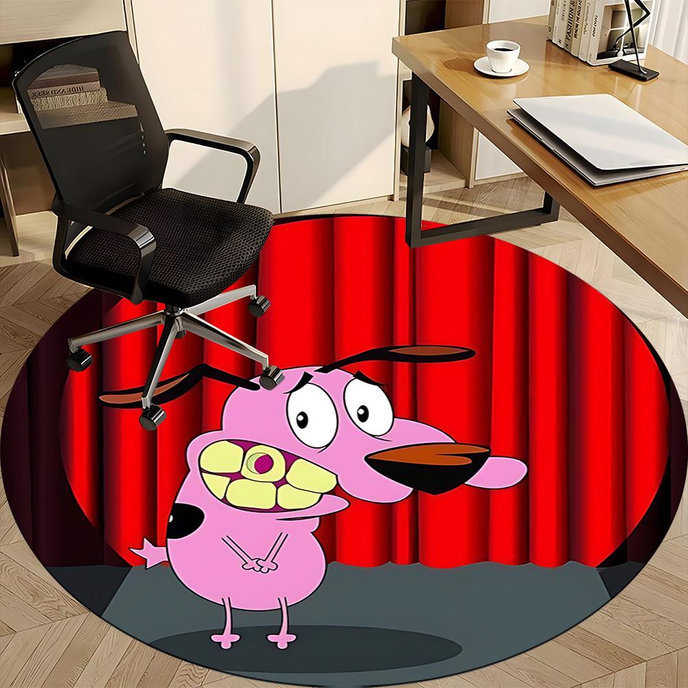1pc Courage the Cowardly Dog Office Round Area Rug, Under Office Chairs Bedroom Living Room Home Decor, Room Decoa1016086