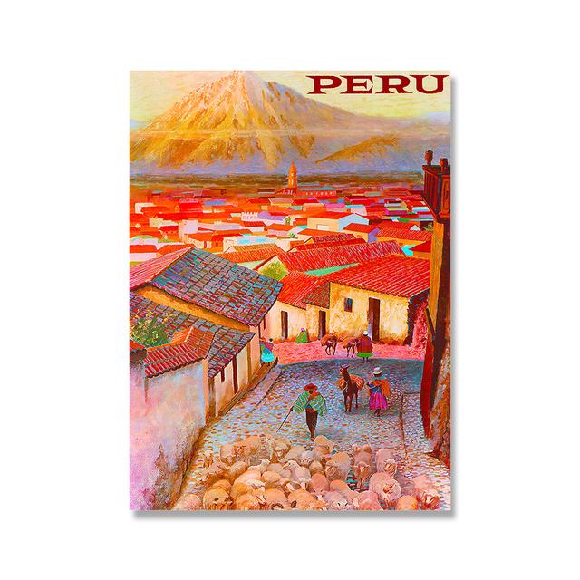 Landscape Poster Printing In Italy, France, Florence, Florida, Paris, Peru, Greece, Vintage Tourist City Advertising Art