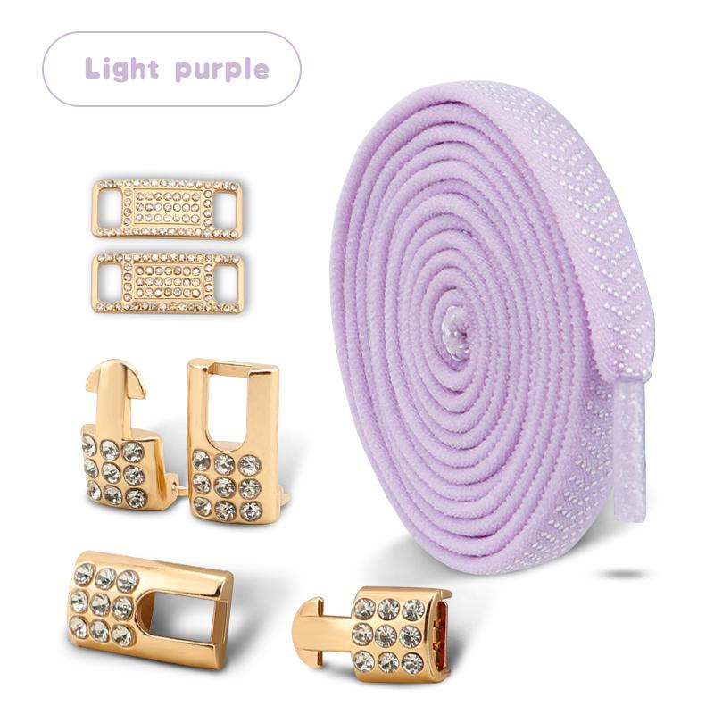 Gold Diamond buckle Shoelaces without ties Elastic Laces Sneakers Tennis No Tie Shoe laces Flat Shoelace for Shoes accessories