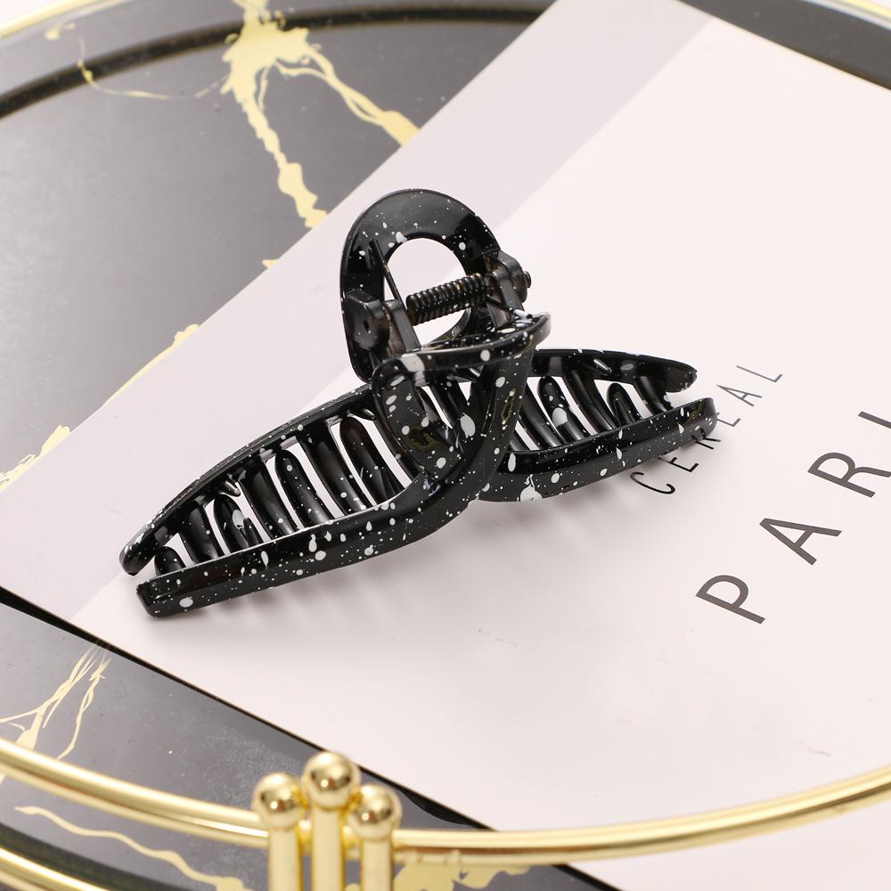 Fashion Simple Black and White Splash Ink Hairpin Geometric Square Shark Clip Female Elegant Shark Clip French Hairpin Jewelry Female Trend