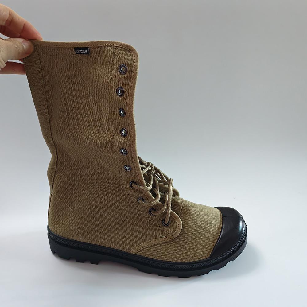 Herren Segeltuchstiefel Militärstil Hohe Wüstenstiefel Seitenreißverschluss Outdoor Wanderschuhe Atmungsaktiv Rutschfest