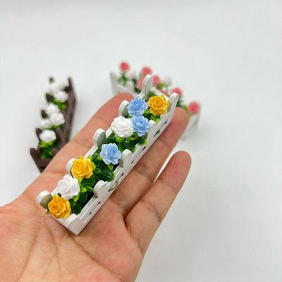 1Pcs 1:12 Dollhouse Miniature Potted Rose Plant Lifelike Artificial Flower Garden Decor Ornament