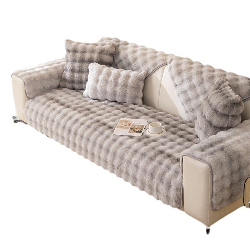 Thickened Rabbit Plush Sofa Cushion Winter Warm And Non-Slip Imitation Fur Sofa Seat Cushion High-End Sofa Cover Cover Towel