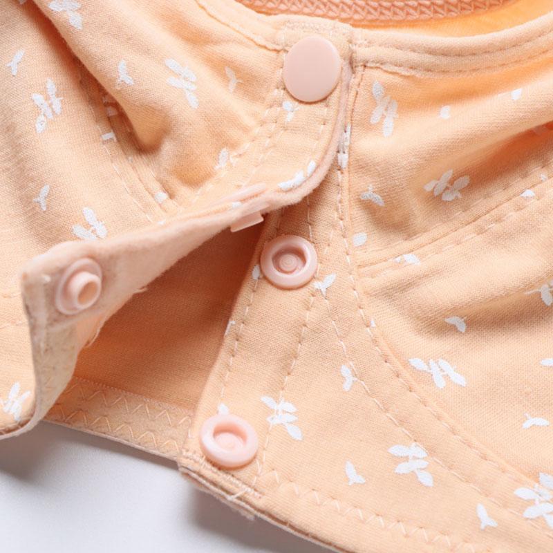 Printed Underwire Cotton Underwear Without Steel Ring Front Opening Buckle Lightweight Breathable Mom's Wide Shoulder Strap Vest Simple Casual