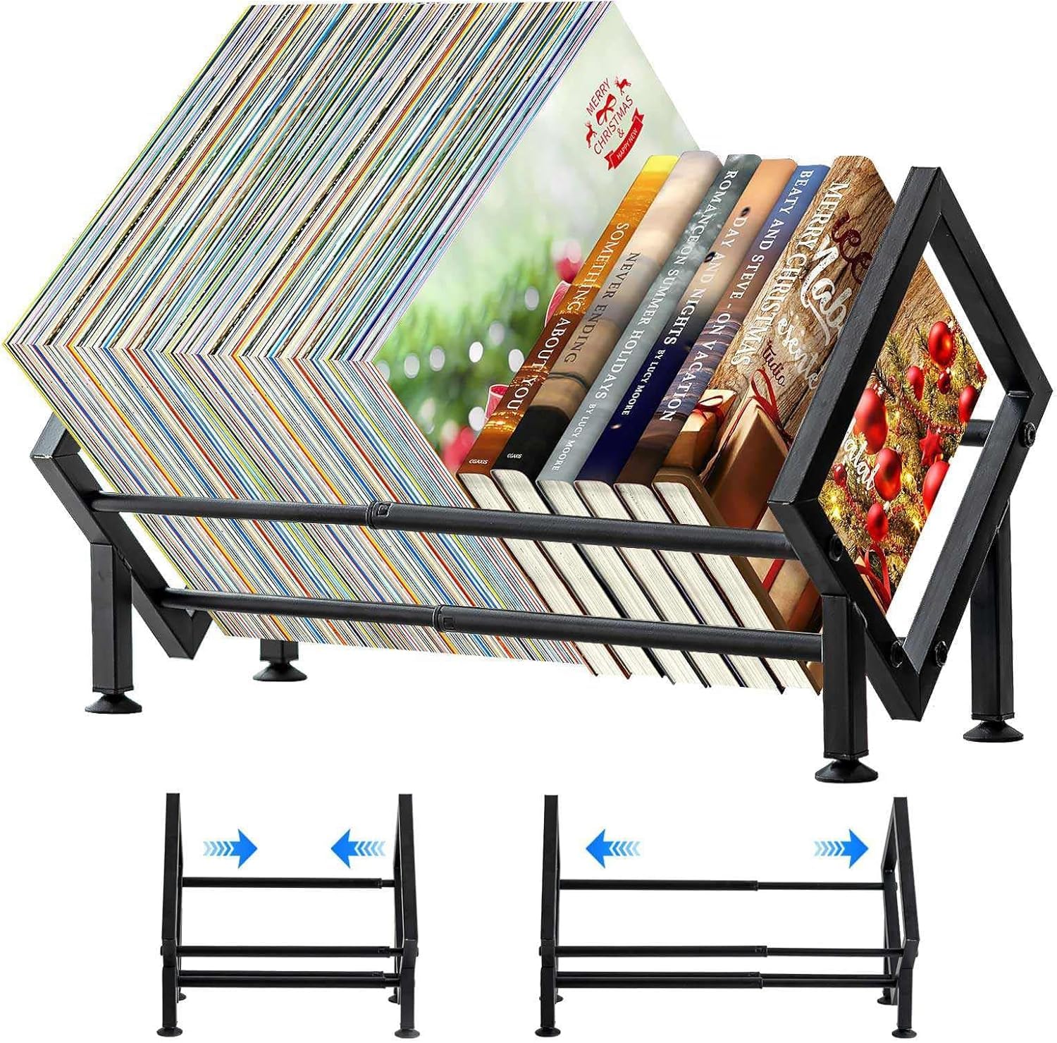 

Metal Bookend Desktop Office Supplies Storage Bookcase, Extendable, Stable, Organization, (Extendable Type) чёрный