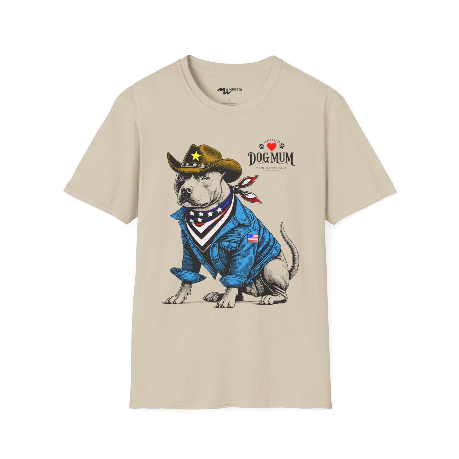 Proud Dog Mum T-Shirt: Vintage American Pit Bull Cowboy 2XL