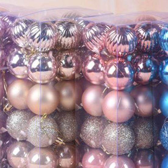36Pcs Christmas Balls Shatterproof Anti-deform Plastic Decorative Shiny Glitter Xmas Balls for Home