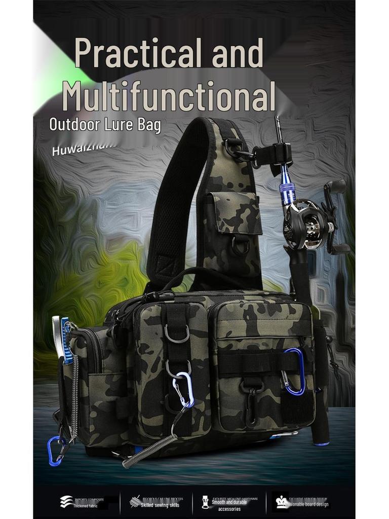 Men's Large Capacity Crossbody Fishing Tackle Bag - Multifunctional Chest Bag for Outdoor Use