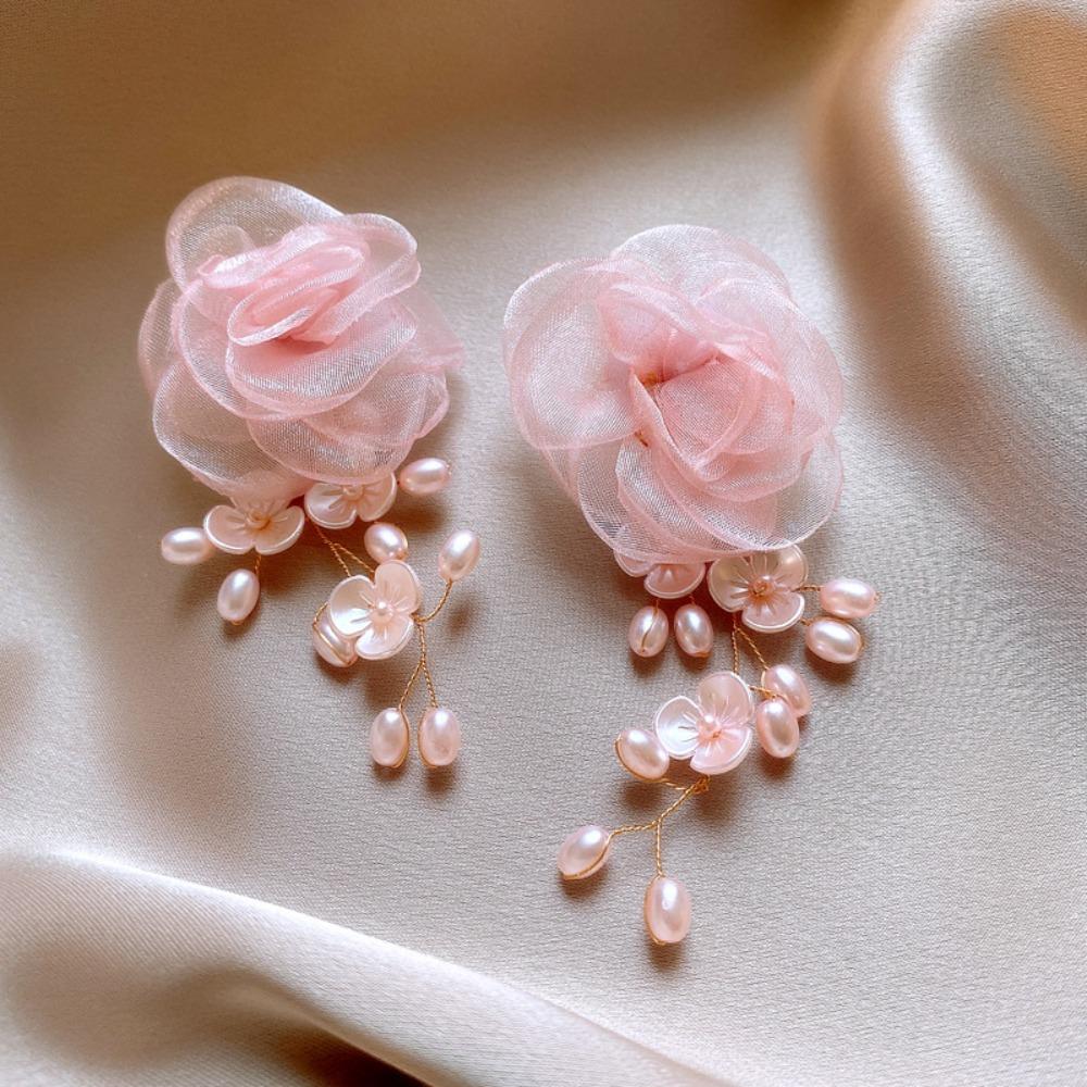 Sweet Beach Earrings Exaggerated Petals Stud Earrings Romantic Flower Dangle Earrings  Party