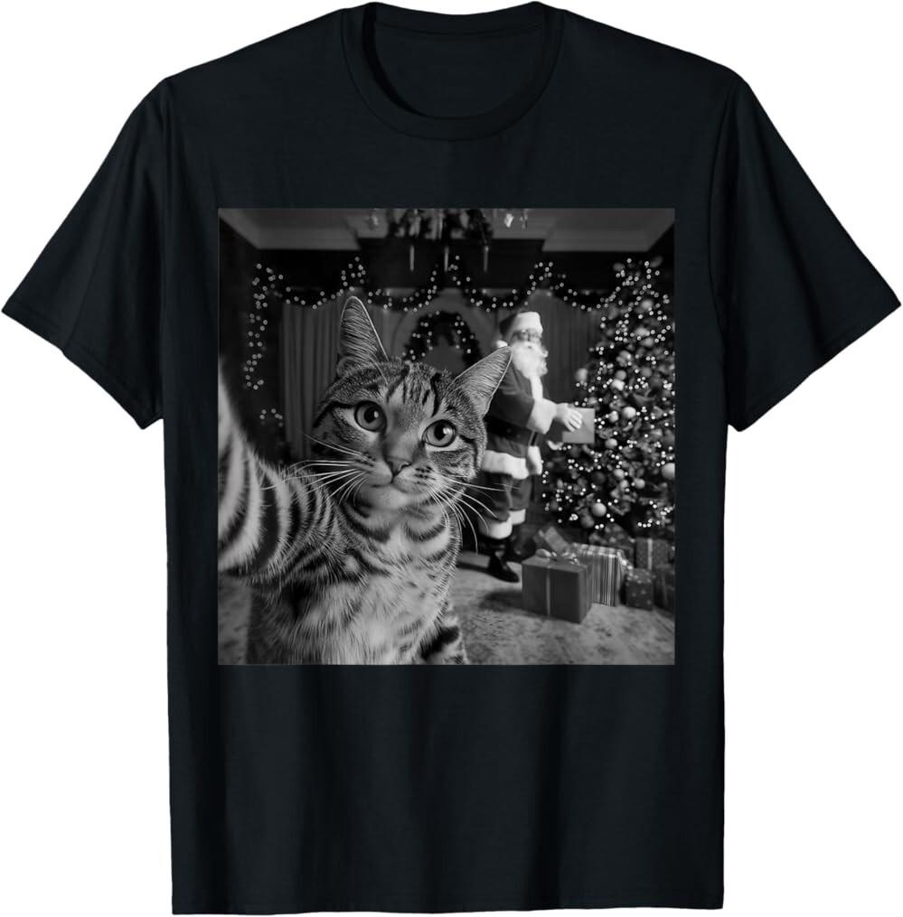Cute Cat Holiday Funny Xmas Unisex T-Shirt