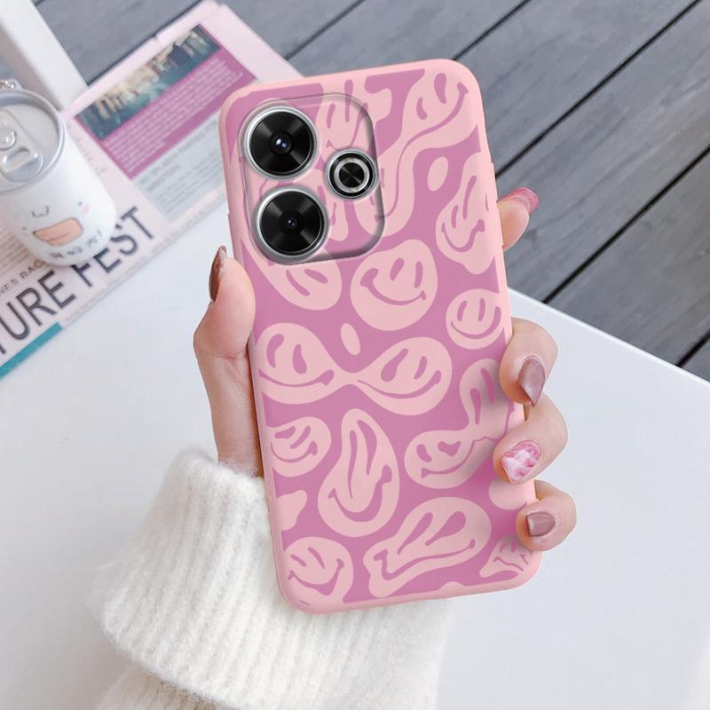 For Redmi 13 4G Phone Case Brown Leopard Print Soft Silicone TPU Cover Colorful Marble Fundas For Xiaomi Redmi 13 Redmi13 Coque