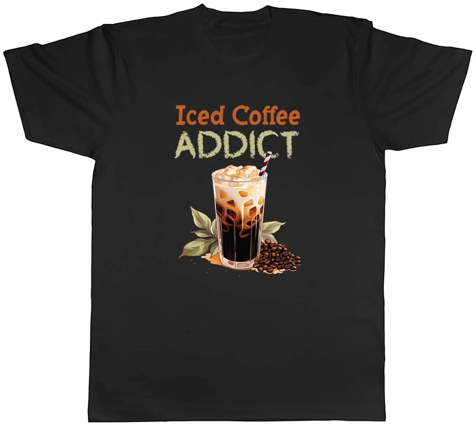 Iced Coffee Addict Mens T-Shirt Morning Brew Tee Gift L