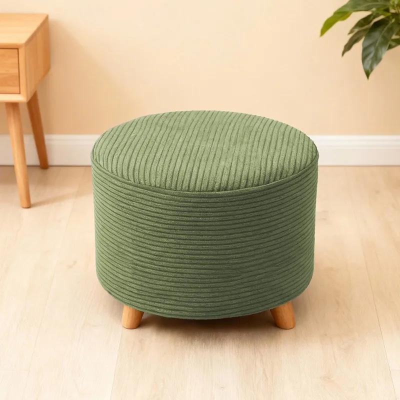 Round Stretch Footstool Cover Stripe Jacquard Slipcovers Durable Dustproof Sofa Armchair Footstool Protector Covers Home Decor