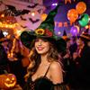 Non-itchy Halloween Hat Women's Large Ruched Witch Hat, Felt Wizard with Photo Prop Ruffle/Flowers/Mesh, Adults Cosplay Costume for Party, Masquerade