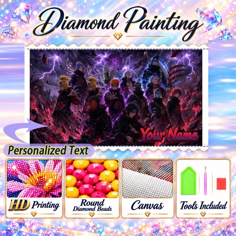 Personalized Akatsuki Naruto Diamond Art Custom Name 5D Diamond Painting Full Drill DIY Craft