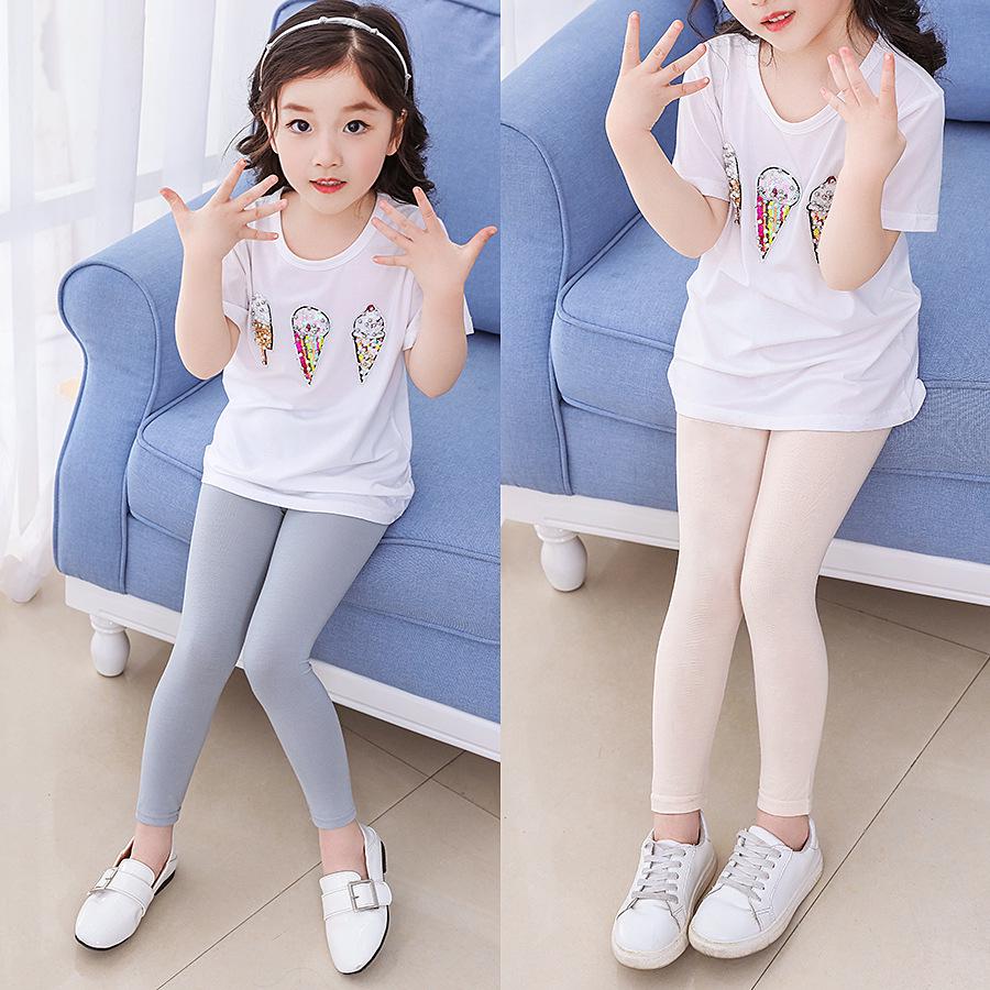 Girls' Modal Leggings for Spring/Summer - Black or White Dance Pants, Medium/Large Sizes