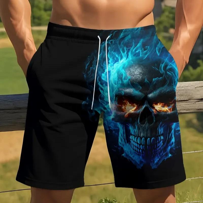 Vintage Skull Ghost Boxing Muay Thai Kickboxing Shorts Pants 3D Print Training Unisex Men Women Quick Dry Fitness Gym Sport Workout Casual Streetwear