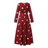 2023 Middle Eastern Muslim Polka Dot Print Maxi Dress with Belt