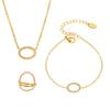 Exquisite Niche Zirconium Titanium Steel Jewelry Set: 18k Gold Plated Ring, Bracelet, and Temperament Necklace.