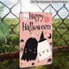 2D Flat Cute Pink Happy Halloween Ghost Metal Sign - 8.0x12.0inch Aluminum Wall Art, Soft Pastel Halloween Decor for Home, Porch - Easy Install with