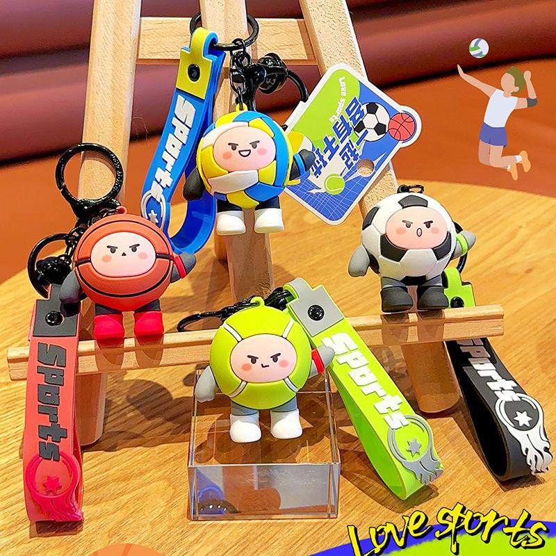And Colorful Fun Cartoon Resin Keychain Sports Ball Keyring Accessory For Ages All