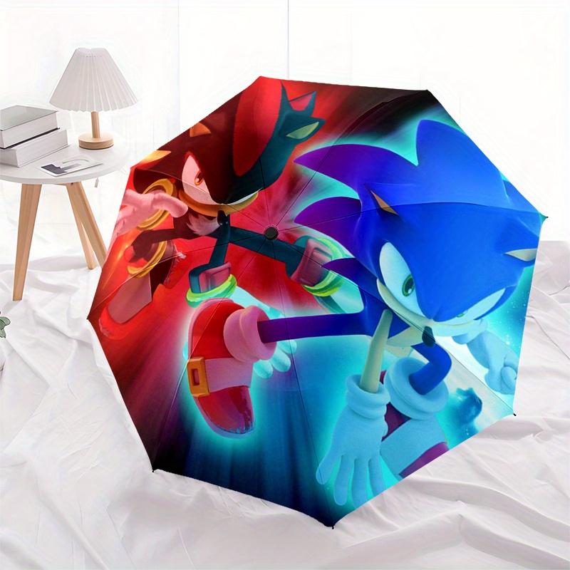 Sonic the Hedgehog & Shadow of the Hedgehog Umbrella, Portable 3 Fold Compact Umbrella for Men & Women, Valentine's Day Mothe