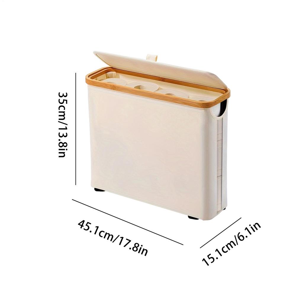 Toilet Paper Basket Storage Organizer with Lid Foldable Free Standing Holds 12 Mega Rolls Handle Bathroom Living Room Laundry