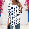Women Plus Size Round Neck Three Quarter Sleeve Geometric Printed Pointed Hem Casual Blouse