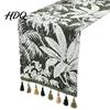 Soft Fabric Table Runner Floral Jacquard Runner Flower Bird Leaf Vintage Elegant