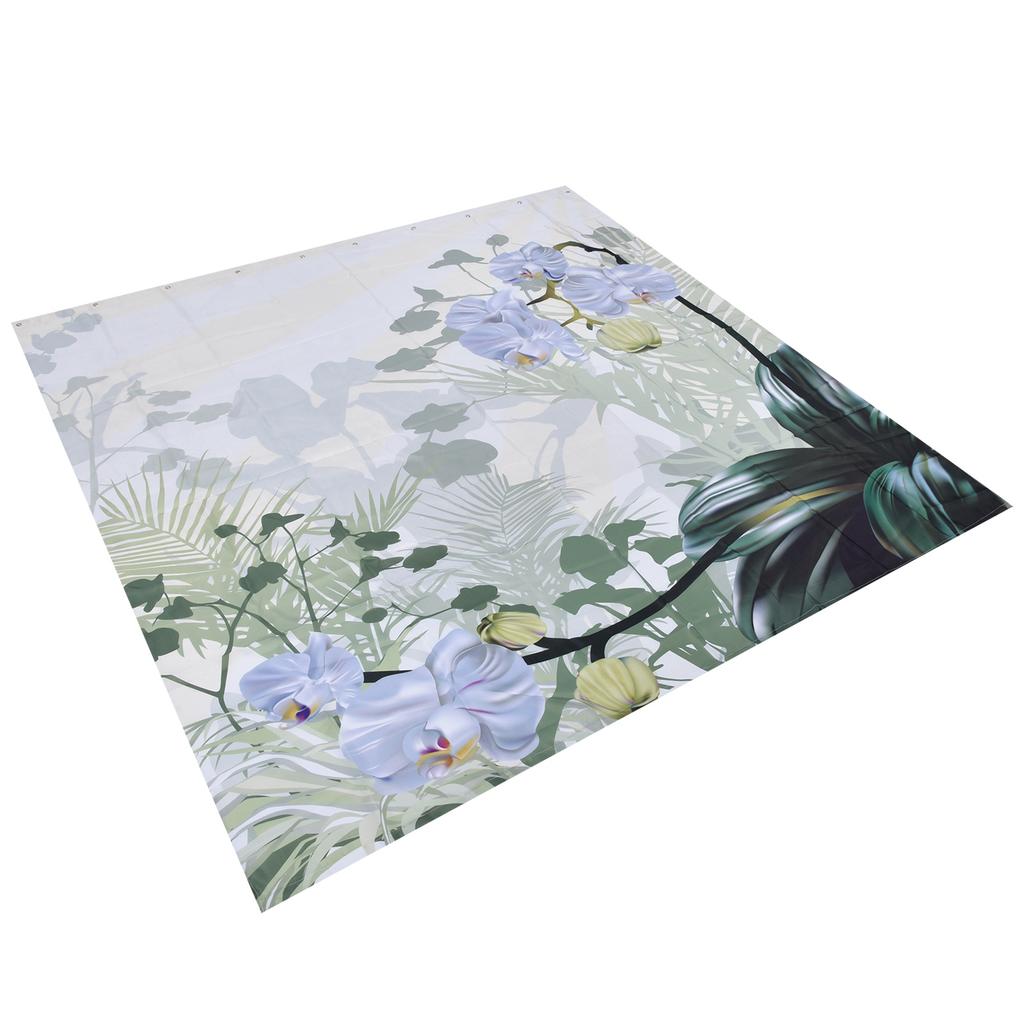 Blommiga Växter Mönster Duschdraperi Vattentätt Polyester Badrumsgardin med Krokar 180x200cm