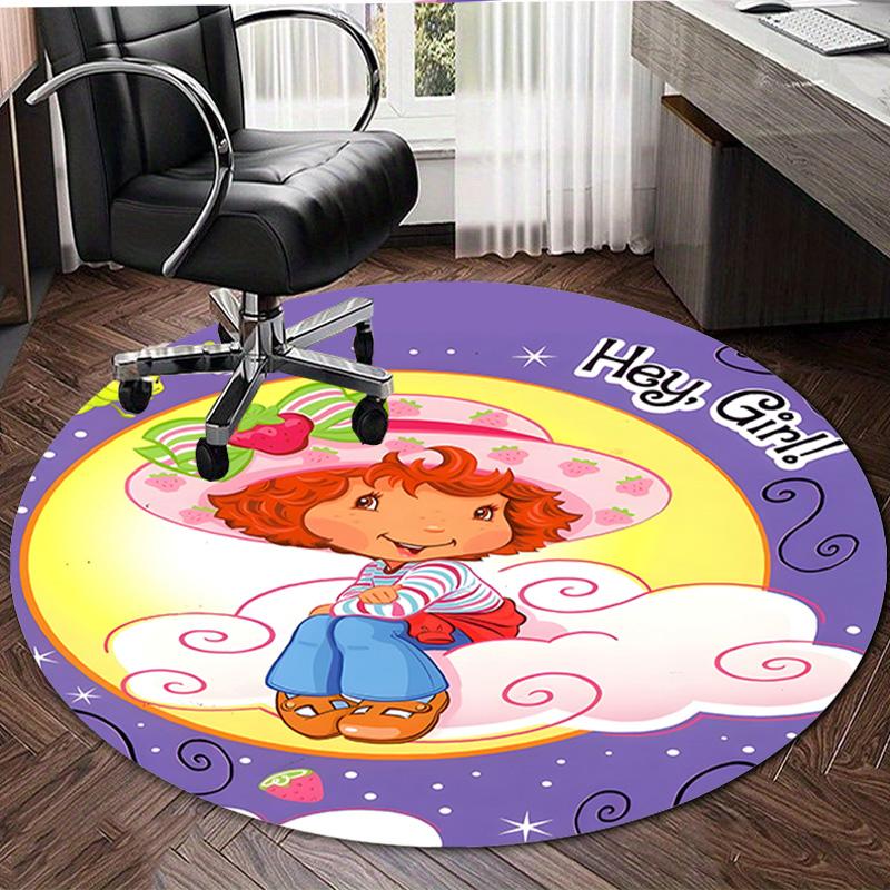 1pc Strawberry Princess3 Design Printed Area Round Carpet for Bedroom Living Room Home Decor Rugs Mat Non Slip Mat Rug for Bedside
