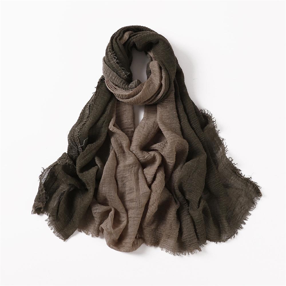 Women Gradient Cotton Linen Scarf Summer Girl Colors Patchwork Sunscreen Scarves Soft Shawl Foulard Viscose Wrap Shawls New