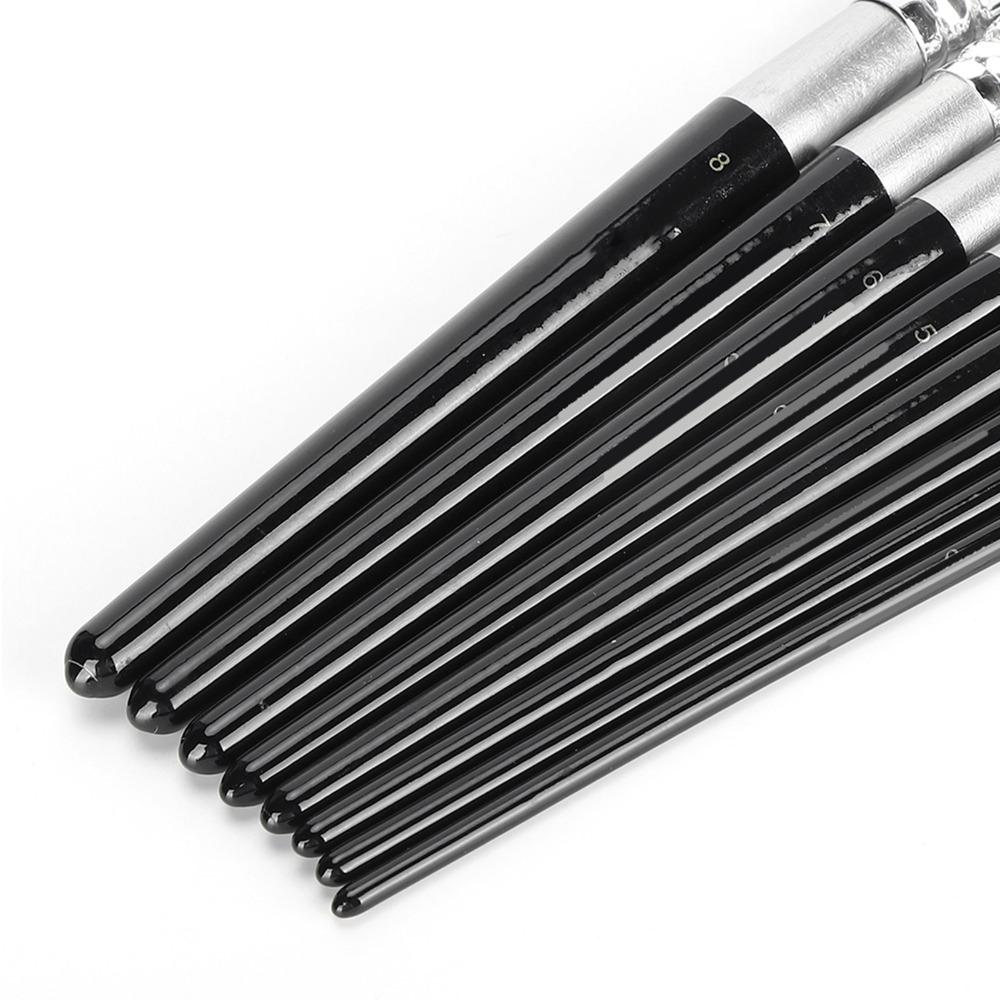 8PCS Wood Handle Paint Brush Set Round & Flat Tips Multi-Media Brushes Acrylic Painting