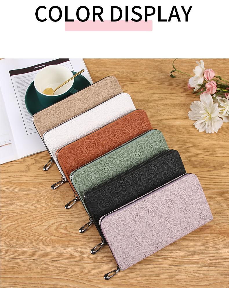 Trendy Embossed Single-Zip Women's Clutch Wallet with Multi-Card Slots