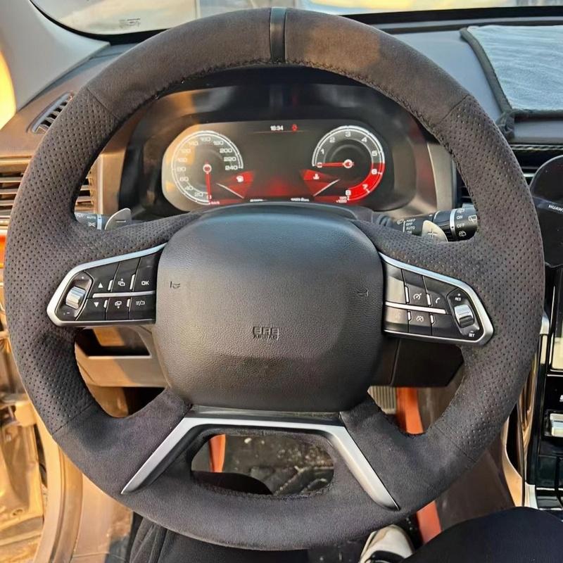 Car Steering Wheel Braid Cover Anti Slip And Soft 100% Fit For Haval H6 H2 Car Products Steering Wrap Car Accessories Black Thread
