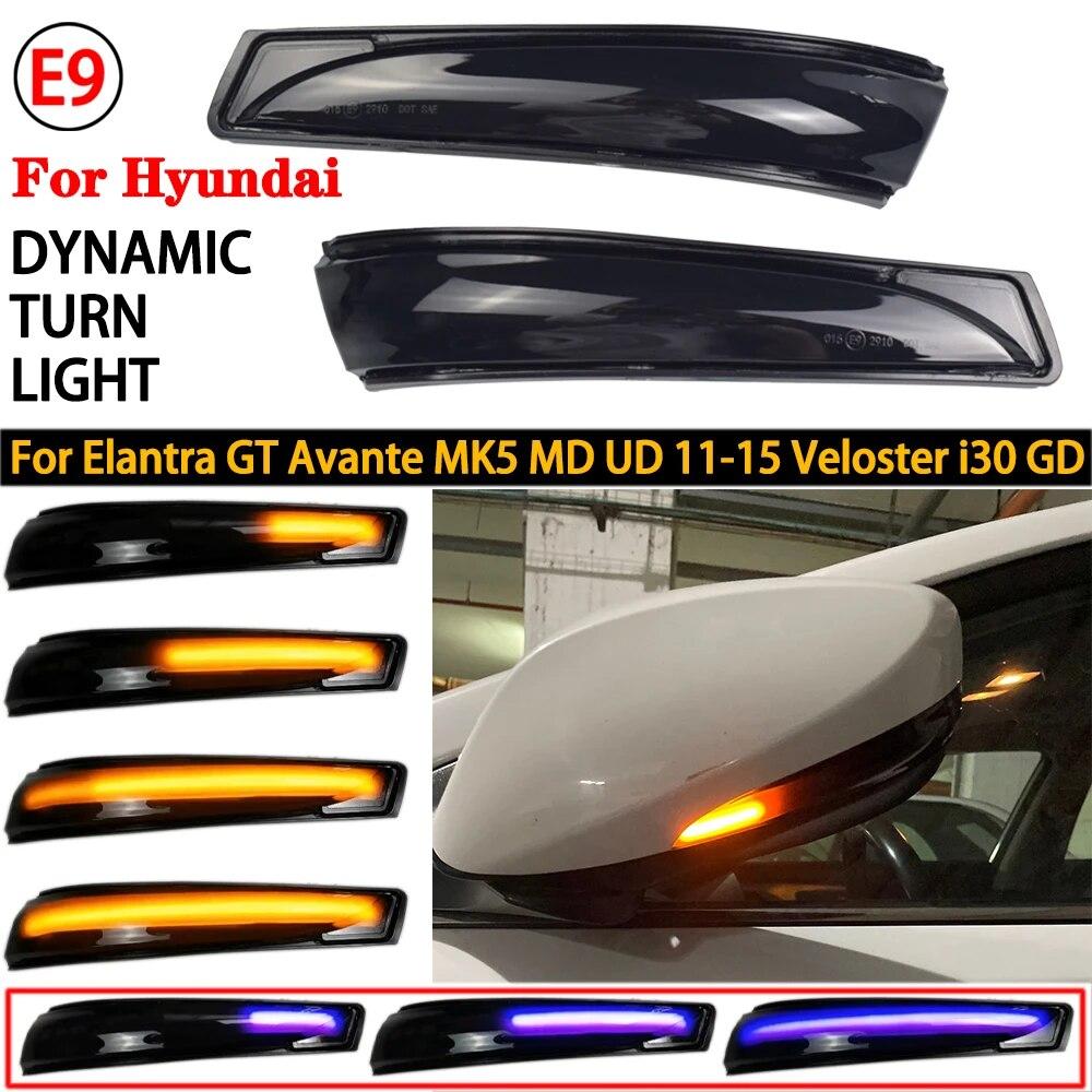 LED Dynamic Turn Signal Flashing Light Side Rear-View Mirror Indicator Blinker For Hyundai Elantra Avante MK5 MD UD Veloster