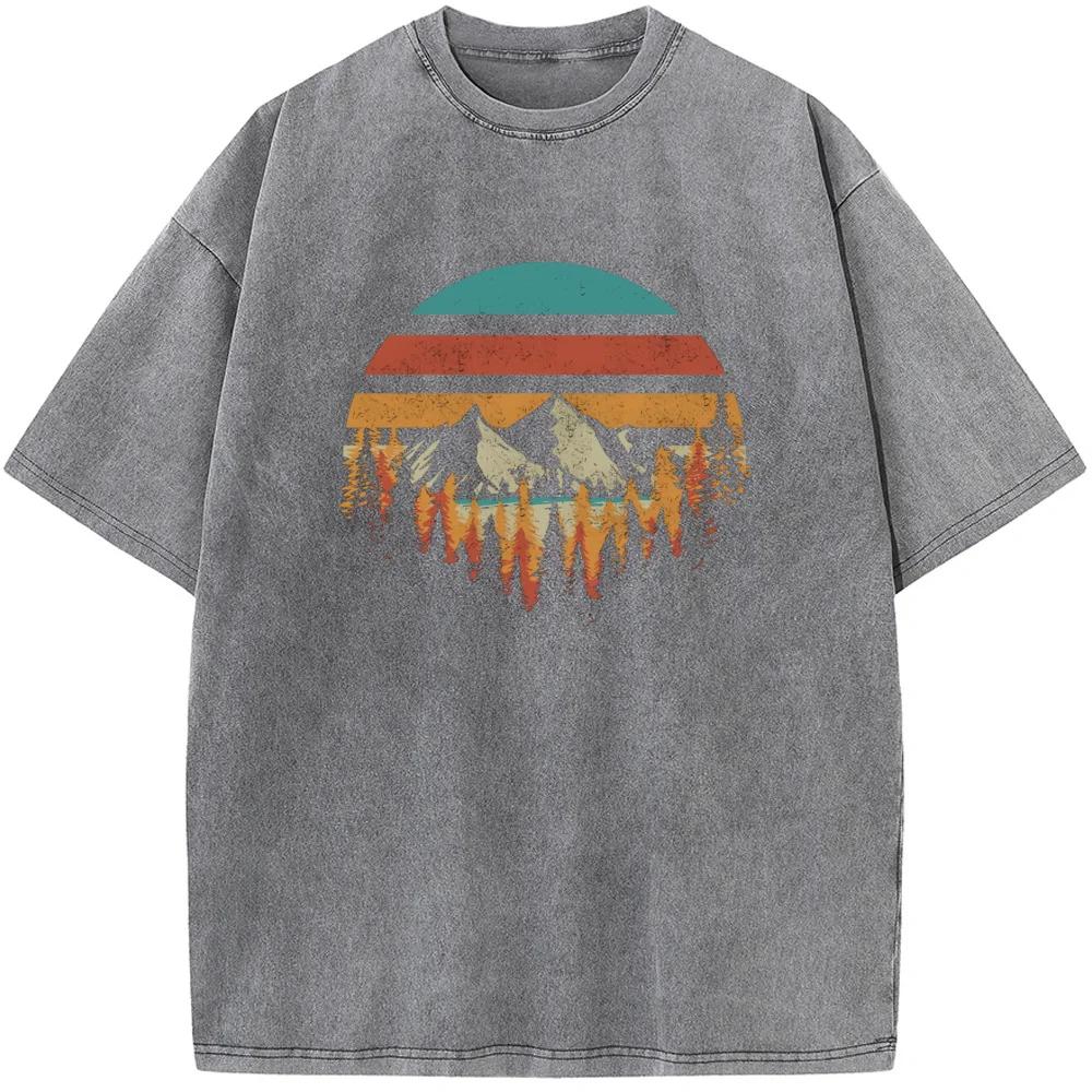 Men's Mountain Forest Deeply Wild Printed Crewneck Short-sleeve T-shirt Men Women Fashion Oversized T-shirt