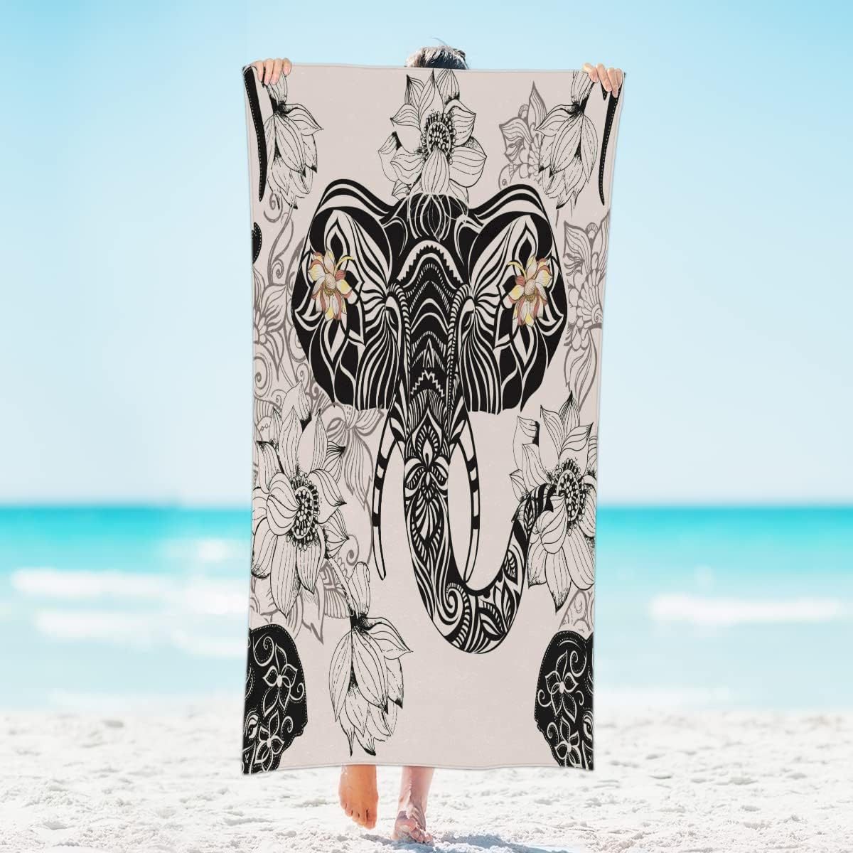 

Abstract Flowers Oversized Microfibre Beach Towel,Extra Large Towel Light Travel Towel for Adults Beach Gifts Beach Accessories W30*H60(CM)