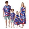 Family And Parent-child Outfits - Casual Vacation Independence Day Printed Women's Skirts, Men's Shirts Summer Suit