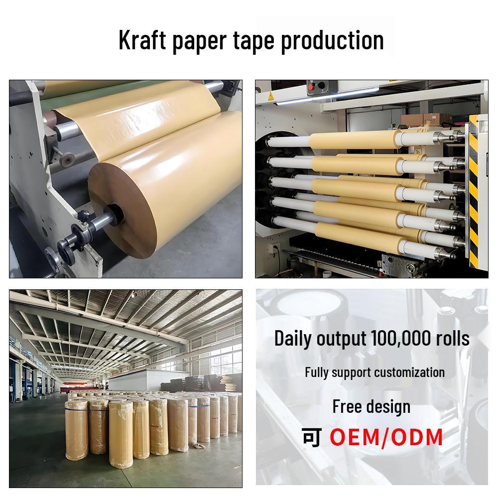 Biodegradable Buffalo Leather Paper Tape - Tearable, High-Adhesion Kraft for Writing, Picture Frames, Packaging, and Box Sealing