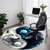 1pc Wolf YinYang Office Round Area Rug, Indoor Mat Suitable ForOffice, Under Office Chairs Bedroom Living Room Home Decor, Room Deco T184