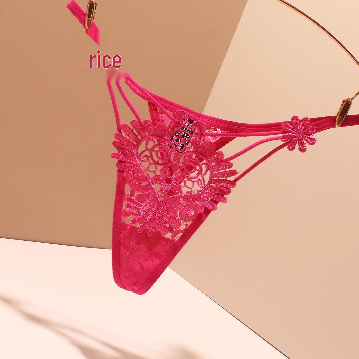 Sommer 2025 Sexy Nahtloser Floraler String mit Niedriger Taille für Damen One Size rose rot