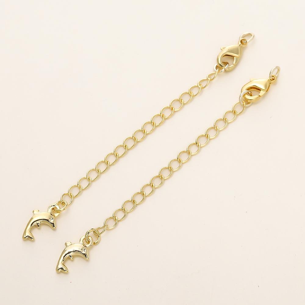 5/10pcs/Pack 14/18K Gold Color Plated Brass Various Extension Chain With Lobster Clasps for DIY Necklace Jewelry Making Findings