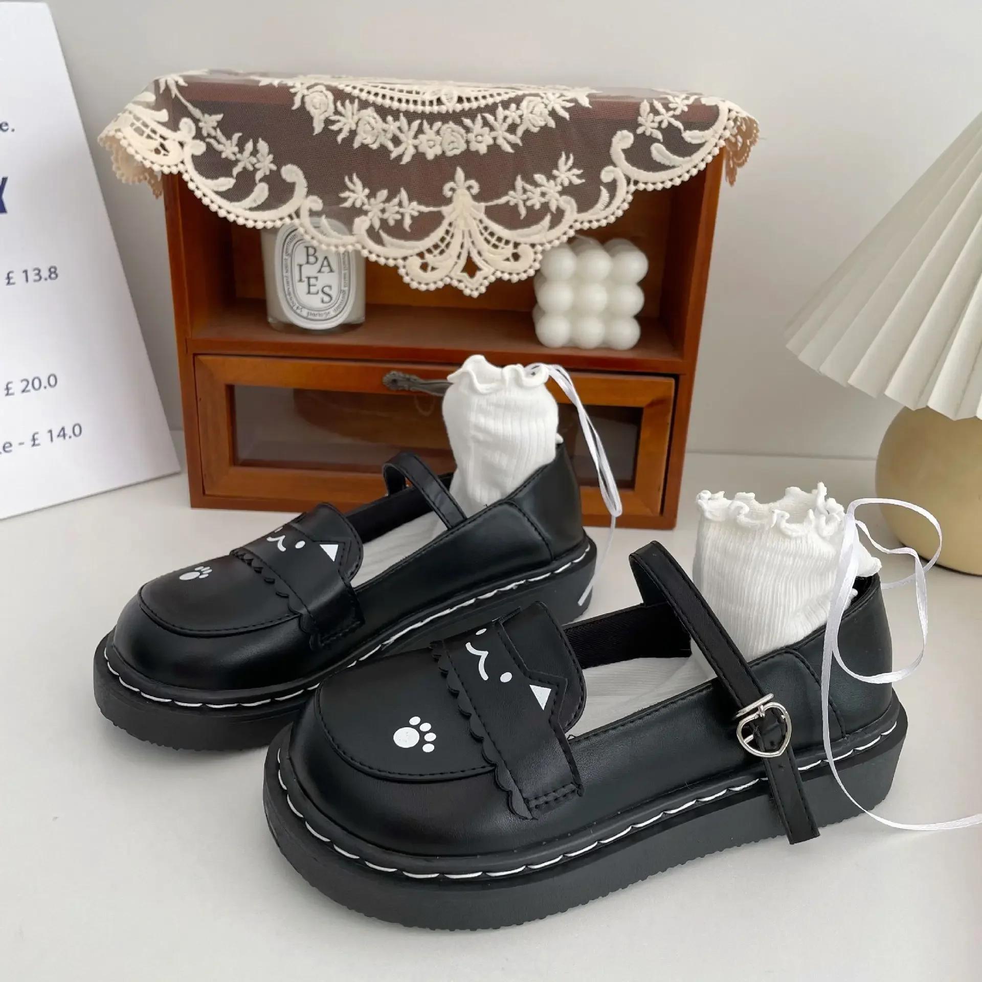 

Милый котенок Японские туфли с большой головой Маленькие кожаные туфли Форма JK Плоские Мягкая сестра Все сочетается Студенческие туфли Мэри Джейн Одинарные туфли 35 чёрный